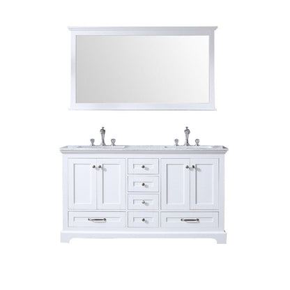 Dukes White 60" Double Sink Vanity Set, Carrara Marble Top | LD342260DADSM58F