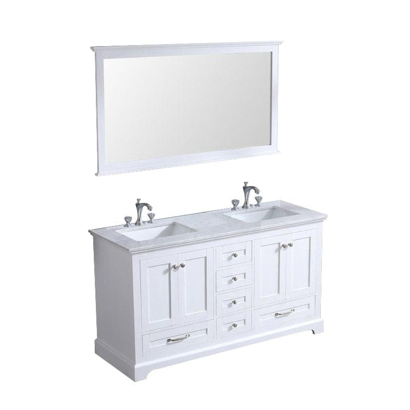 Dukes White 60" Double Sink Vanity Set, Carrara Marble Top | LD342260DADSM58F