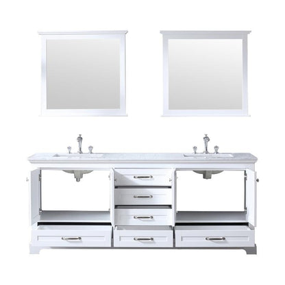 Dukes White 80" Double Sink Vanity Set, Carrara Marble Top | LD342280DADSM30F