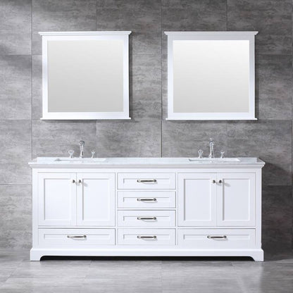 Dukes White 80" Double Sink Vanity Set, Carrara Marble Top | LD342280DADSM30F