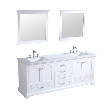 Dukes White 80" Double Sink Vanity Set, Carrara Marble Top | LD342280DADSM30F