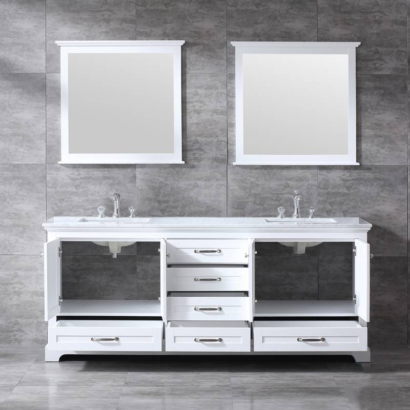 Dukes White 80" Double Sink Vanity Set, Carrara Marble Top | LD342280DADSM30F