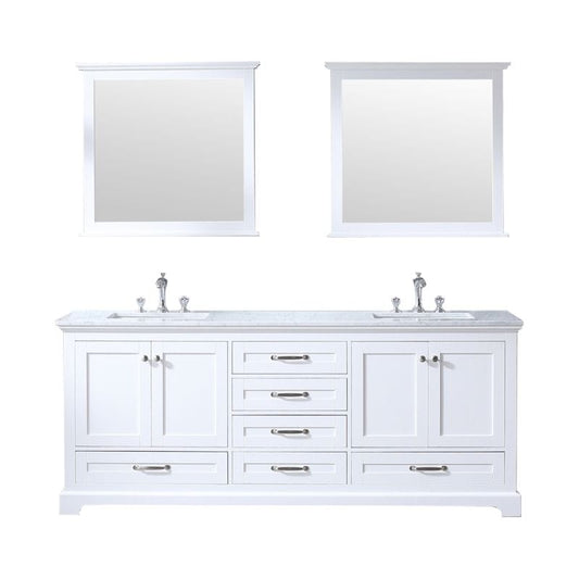 Dukes White 80" Double Sink Vanity Set, Carrara Marble Top | LD342280DADSM30F