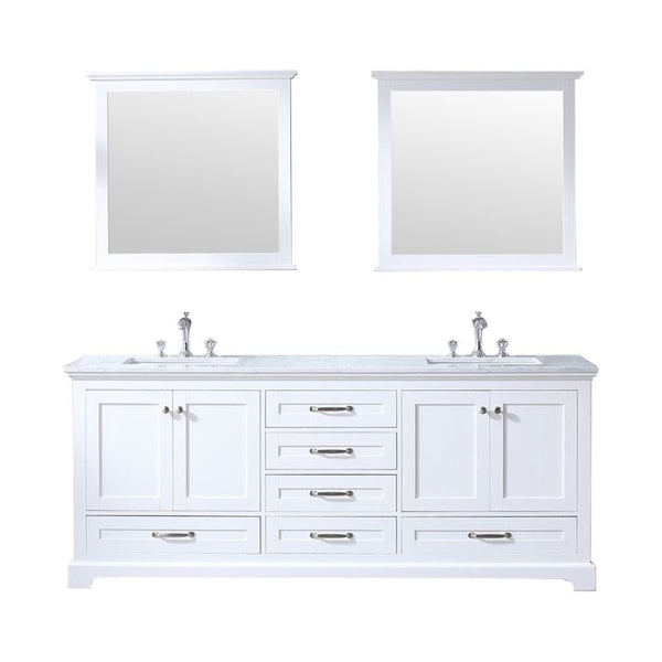 Dukes White 80 Double Sink Vanity Set, Carrara Marble Top | LD342280DADSM30F