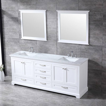 Dukes White 80" Double Sink Vanity Set, Carrara Marble Top | LD342280DADSM30F