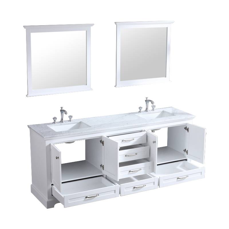 Dukes White 80" Double Sink Vanity Set, Carrara Marble Top | LD342280DADSM30F