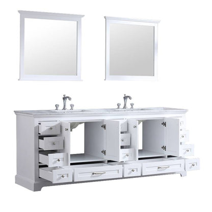 Dukes White 84" Double Sink Vanity Set, Carrara Marble Top | LD342284DADSM34F