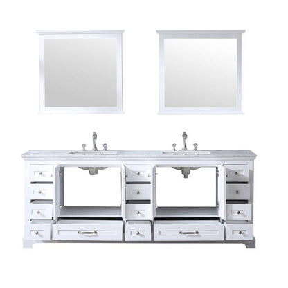 Dukes White 84" Double Sink Vanity Set, Carrara Marble Top | LD342284DADSM34F