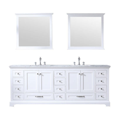 Dukes White 84" Double Sink Vanity Set, Carrara Marble Top | LD342284DADSM34F