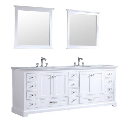 Dukes White 84" Double Sink Vanity Set, Carrara Marble Top | LD342284DADSM34F