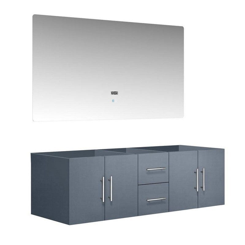 Geneva Transitional Dark Grey 60" Double Vanity with 60" Led Mirror, no Top | LG192260DB00LM60