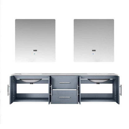 Geneva Transitional Dark Grey 72" Double Vanity with 30" Led Mirrors | LG192272DBDSLM30