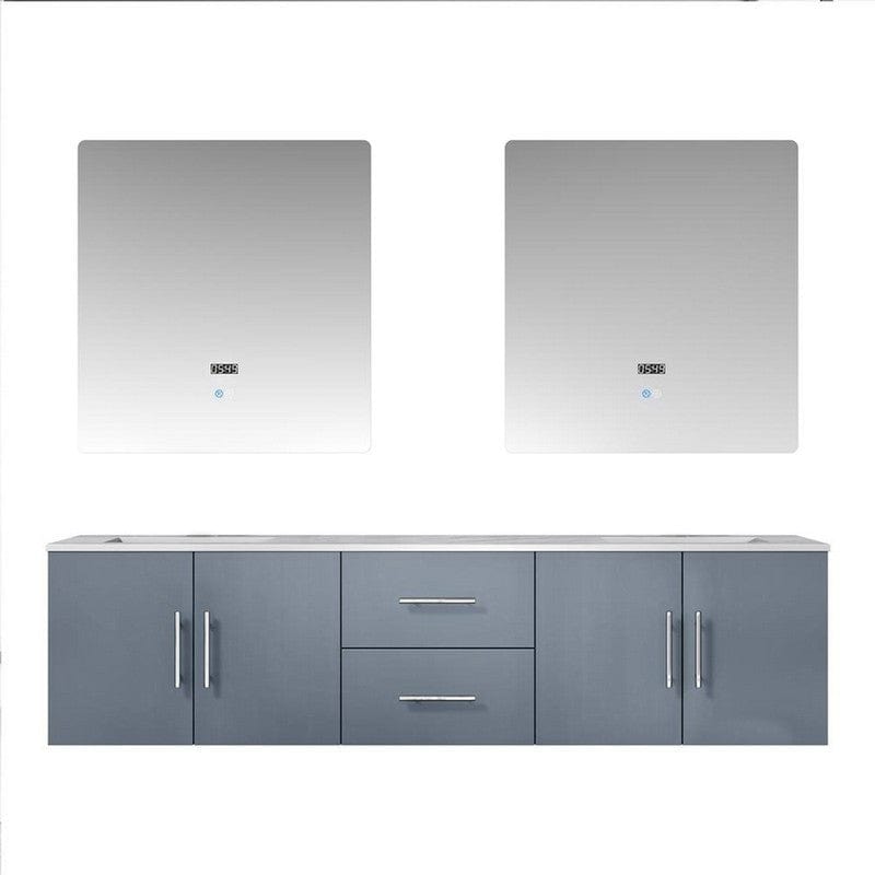 Geneva Transitional Dark Grey 72" Double Vanity with 30" Led Mirrors | LG192272DBDSLM30