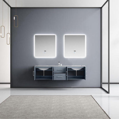 Geneva Transitional Dark Grey 72" Double Vanity with 30" Led Mirrors | LG192272DBDSLM30