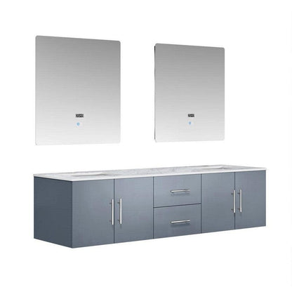 Geneva Transitional Dark Grey 72" Double Vanity with 30" Led Mirrors | LG192272DBDSLM30