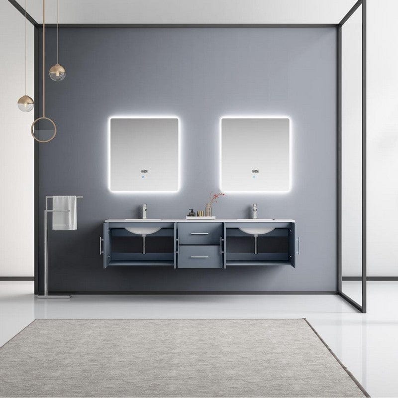 Geneva Transitional Dark Grey 80" Double Vanity Set | LG192280DBDSLM30F