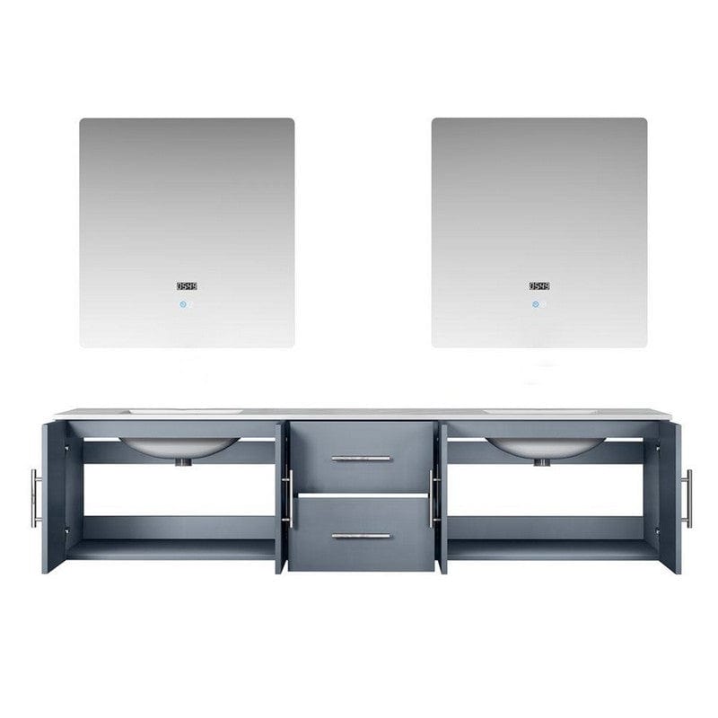 Geneva Transitional Dark Grey 80" Double Vanity with 30" Led Mirrors | LG192280DBDSLM30