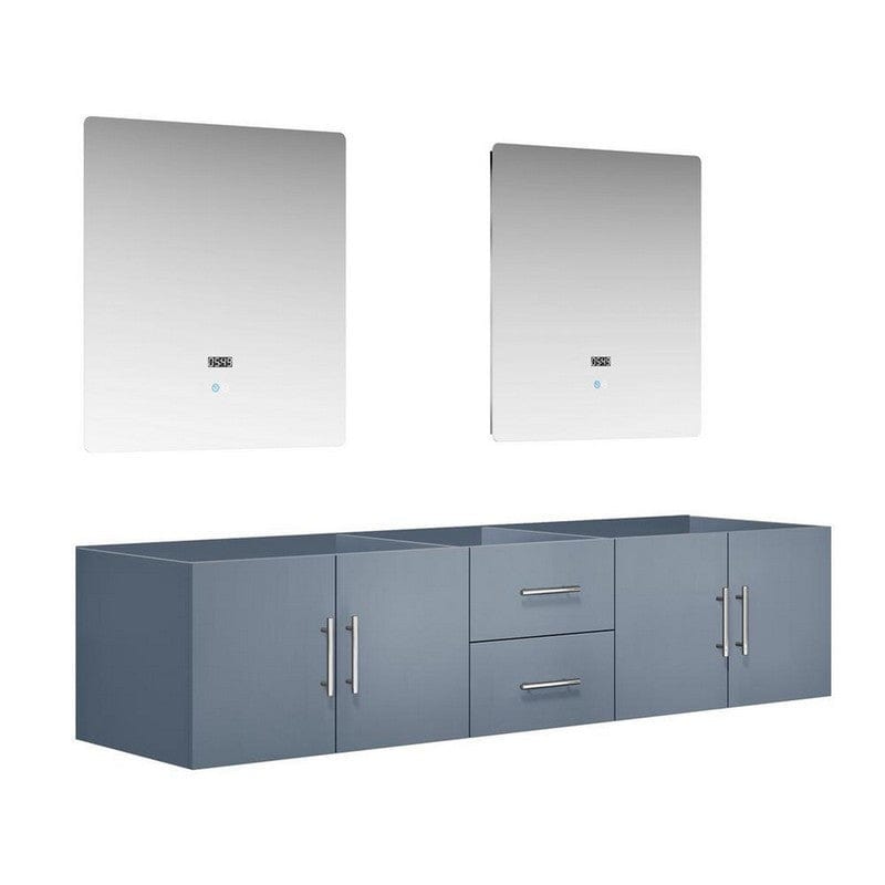 Geneva Transitional Dark Grey 80" Double Vanity with 30" Led Mirrors, no Top | LG192280DB00LM30