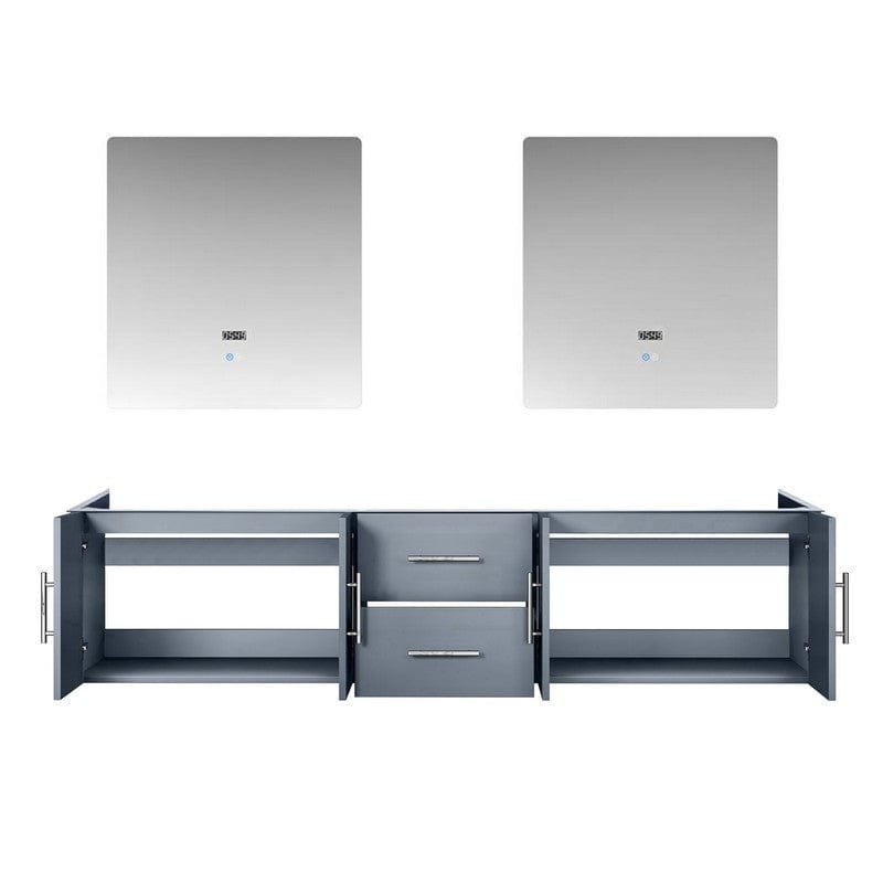 Geneva Transitional Dark Grey 80" Double Vanity with 30" Led Mirrors, no Top | LG192280DB00LM30