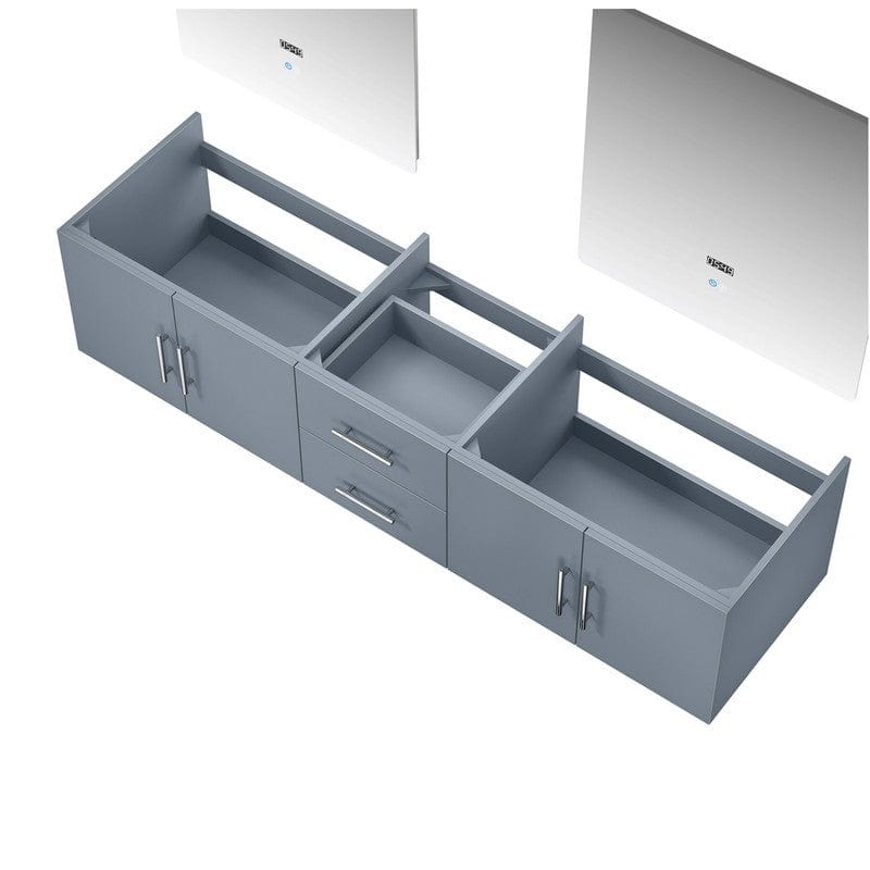Geneva Transitional Dark Grey 80" Double Vanity with 30" Led Mirrors, no Top | LG192280DB00LM30