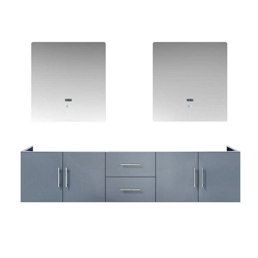 Geneva Transitional Dark Grey 80" Double Vanity with 30" Led Mirrors, no Top | LG192280DB00LM30