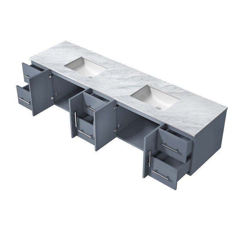 Lexora Vanities Geneva Transitional Dark Grey 84" Double Vanity | LG192284DBDS000