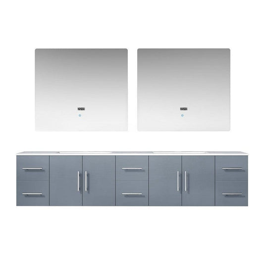 Geneva Transitional Dark Grey 84" Double Vanity with 36" Led Mirrors | LG192284DBDSLM36