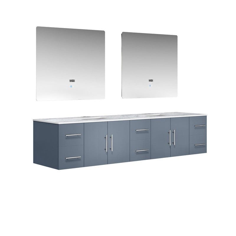 Geneva Transitional Dark Grey 84" Double Vanity with 36" Led Mirrors | LG192284DBDSLM36