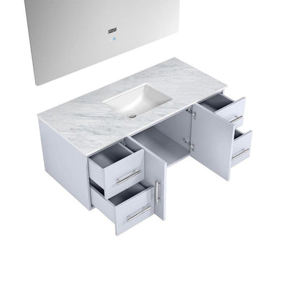 Geneva Transitional Glossy White 48" Single Vanity with 48" Led Mirror | LG192248DMDSLM48