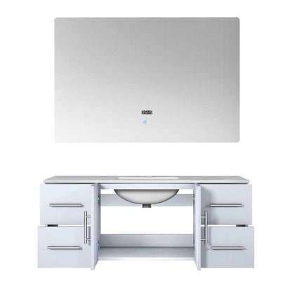 Geneva Transitional Glossy White 48" Single Vanity with 48" Led Mirror | LG192248DMDSLM48