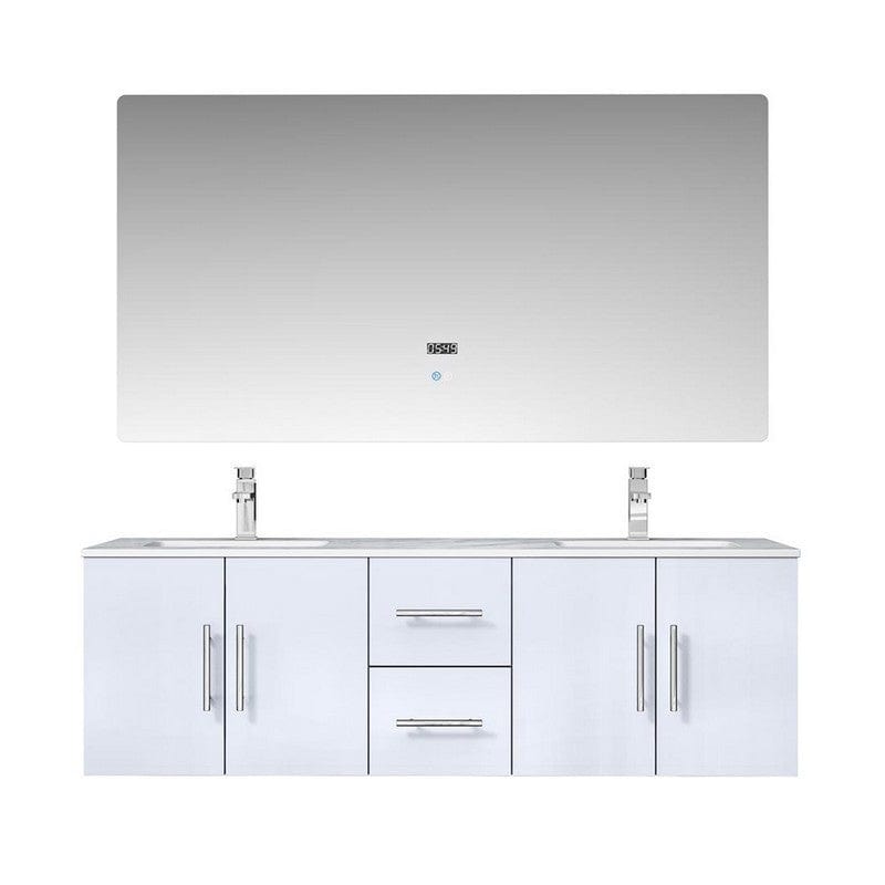 Geneva Transitional Glossy White 60" Double Vanity Set | LG192260DMDSLM60F