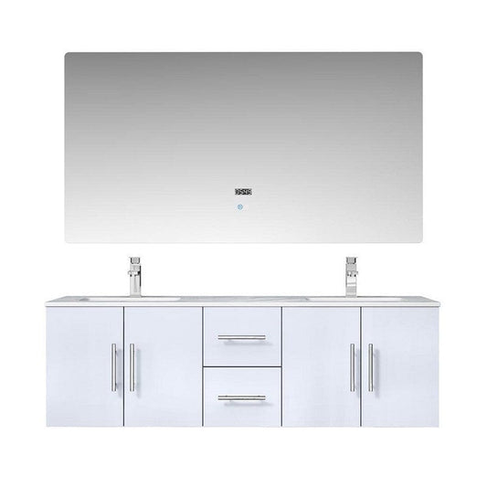 Geneva Transitional Glossy White 60" Double Vanity Set | LG192260DMDSLM60F