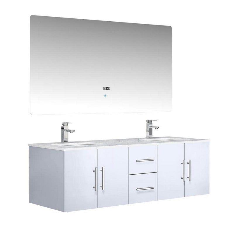 Geneva Transitional Glossy White 60" Double Vanity Set | LG192260DMDSLM60F