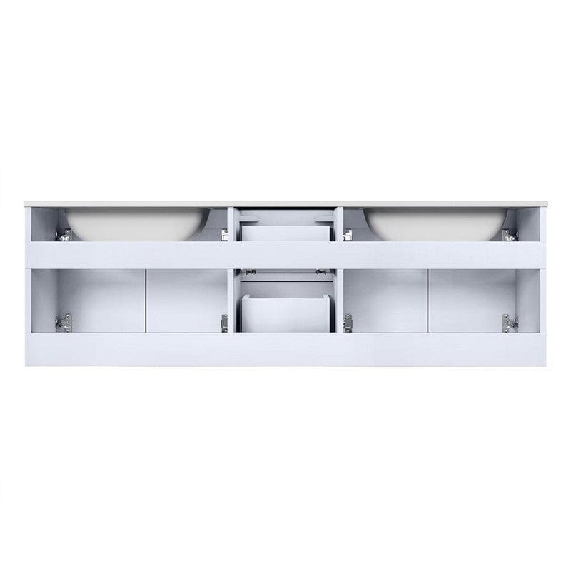 Geneva Transitional Glossy White 60" Double Vanity with 60" Led Mirror | LG192260DMDSLM60