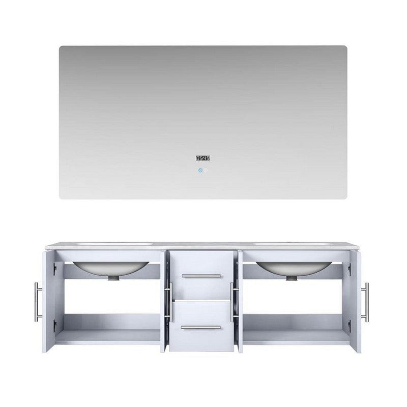 Geneva Transitional Glossy White 60" Double Vanity with 60" Led Mirror | LG192260DMDSLM60