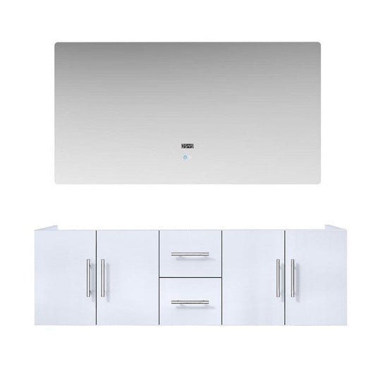 Geneva Transitional Glossy White 60" Double Vanity with 60" Led Mirror, no Top | LG192260DM00LM60