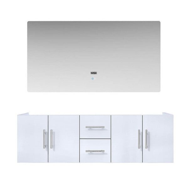 Geneva Transitional Glossy White 60 Double Vanity with 60 Led Mirror, no Top | LG192260DM00LM60
