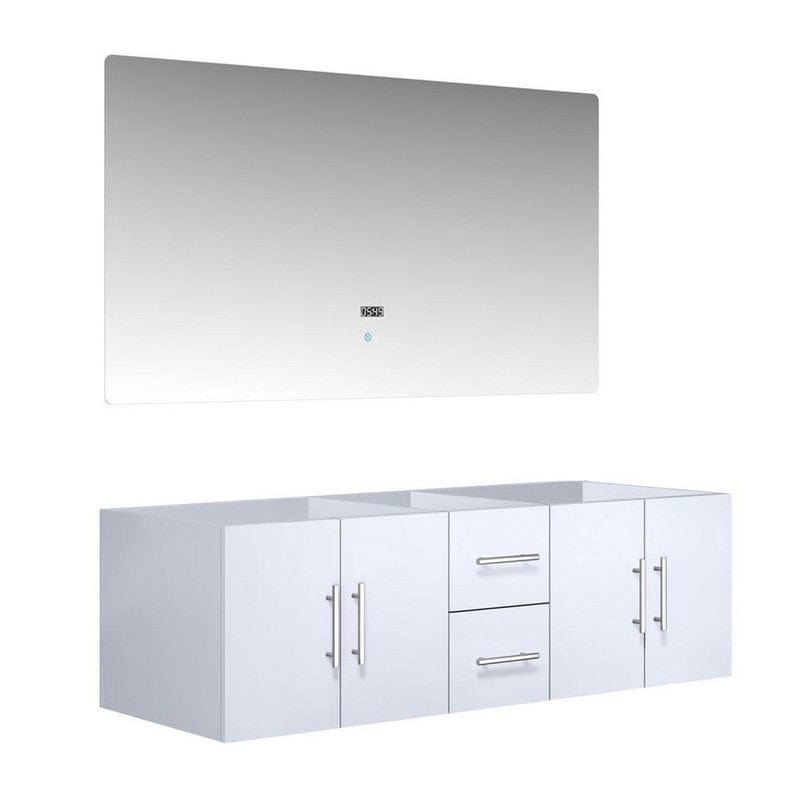 Geneva Transitional Glossy White 60" Double Vanity with 60" Led Mirror, no Top | LG192260DM00LM60