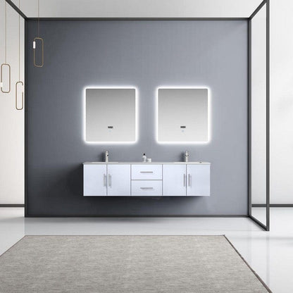 Geneva Transitional Glossy White 72" Double Vanity Set | LG192272DMDSLM30F