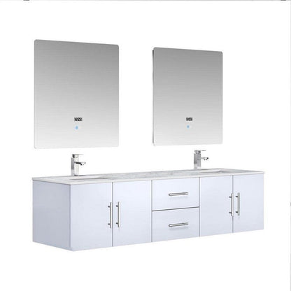 Geneva Transitional Glossy White 72" Double Vanity Set | LG192272DMDSLM30F