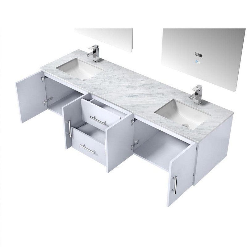 Geneva Transitional Glossy White 72" Double Vanity Set | LG192272DMDSLM30F