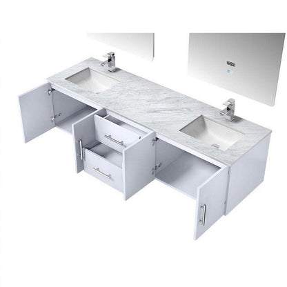 Geneva Transitional Glossy White 72" Double Vanity Set | LG192272DMDSLM30F