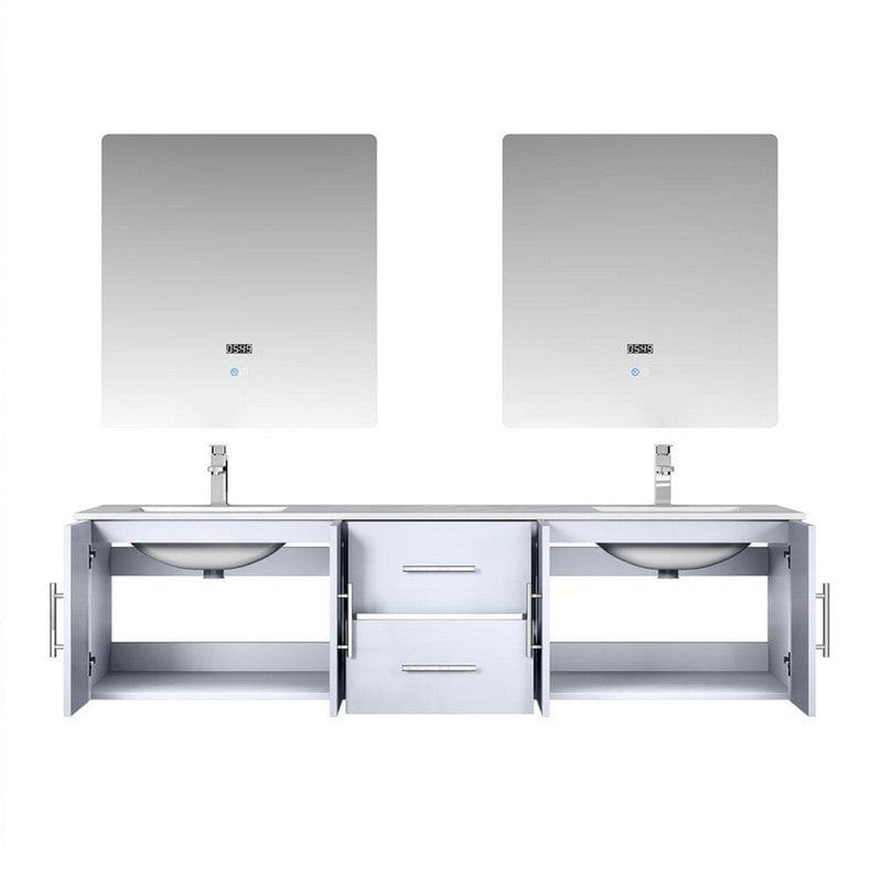 Geneva Transitional Glossy White 72" Double Vanity Set | LG192272DMDSLM30F