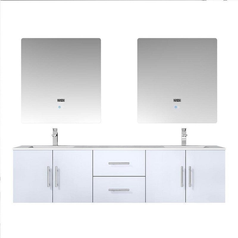 Geneva Transitional Glossy White 72" Double Vanity Set | LG192272DMDSLM30F