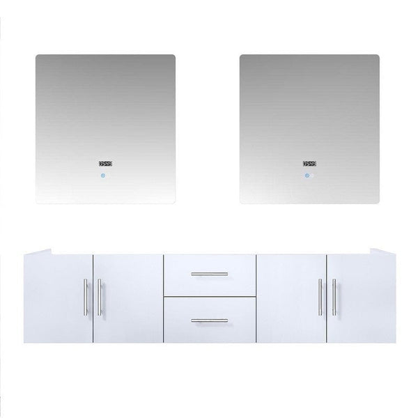 Geneva Transitional Glossy White 72 Double Vanity with 30 Led Mirrors, no Top | LG192272DM00LM30