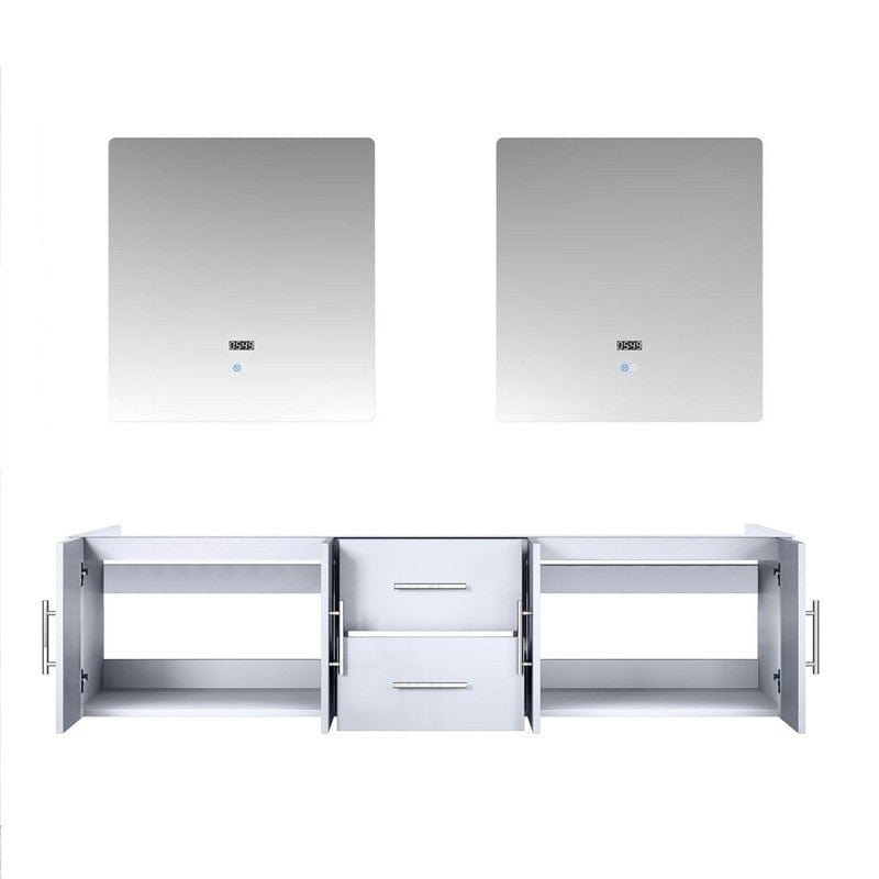 Geneva Transitional Glossy White 72" Double Vanity with 30" Led Mirrors, no Top | LG192272DM00LM30