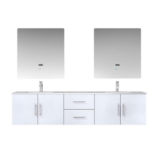 Geneva Transitional Glossy White 80" Double Vanity Set | LG192280DMDSLM30F