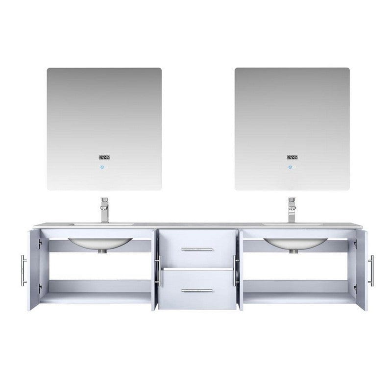 Geneva Transitional Glossy White 80" Double Vanity Set | LG192280DMDSLM30F