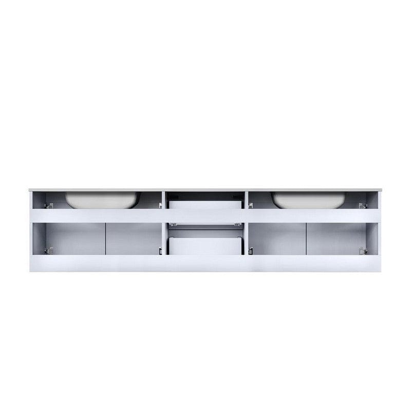 Geneva Transitional Glossy White 80" Double Vanity with 30" Led Mirrors | LG192280DMDSLM30