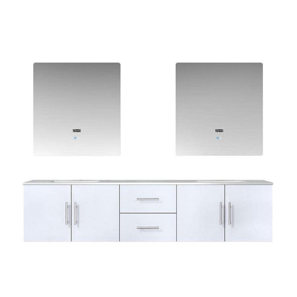 Geneva Transitional Glossy White 80 Double Vanity with 30 Led Mirrors | LG192280DMDSLM30